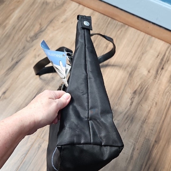 Overland Women's Black Laptop Ready Tote Bag with Silver Buckles - Picture 5 of 14